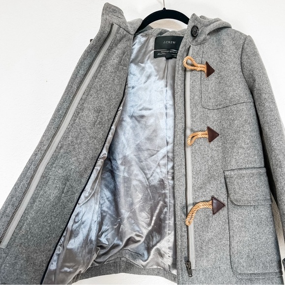 J. Crew Gray Hooded Melton Italian Wool Toggle & Zip Duffle Coat Size 2 - Picture 3 of 10